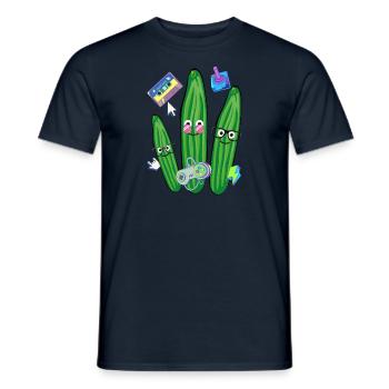 cucumber, trio, nerds, nerd, geek, console, pc - Men's T-Shirt - navy - Front - AI Model Male 178 light (178cm)