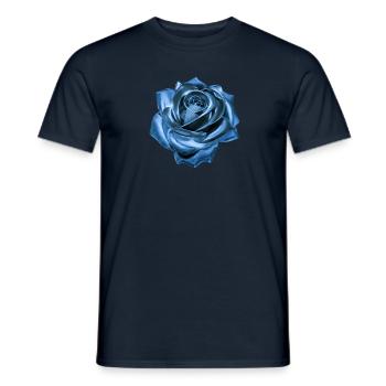 Rose, blau, Metall,,metallisch - Männer T-Shirt - Navy - Vorne - AI Model Male 178 light (178cm)