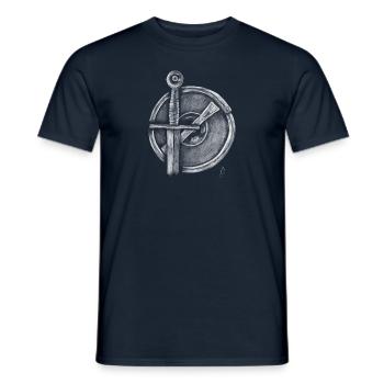 Épée et bouclier - T-shirt homme - marine - Devant - AI Model Male 178 light (178cm)