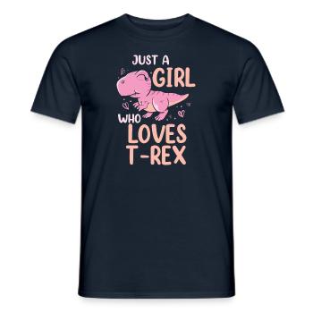 Just A Girl Who Loves T-Rex Dinosaur Dino - Männer T-Shirt - Navy - Vorne - AI Model Male 178 light (178cm)