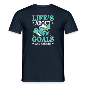 La vie est à propos des objectifs Drôle de joueur de water-polo - T-shirt homme - marine - Devant - AI Model Male 178 light (178cm)