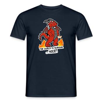 Dragon rouge Le monde est brûlant - T-shirt homme - marine - Devant - AI Model Male 178 light (178cm)