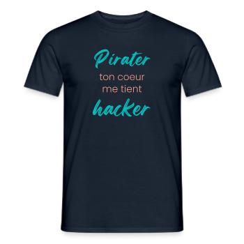 Pirate hacker geek humour mignon - T-shirt homme - marine - Devant - AI Model Male 178 light (178cm)