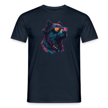 Colorful dog with sunglasses - Men's T-Shirt - navy - Front - AI Model Male 178 light (178cm)