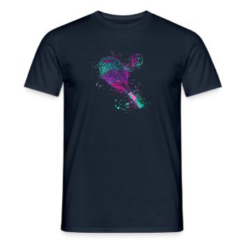 tennis,racket,ball,graffiti,blue,painting,colorful - Men's T-Shirt - navy - Front - AI Model Male 178 light (178cm)
