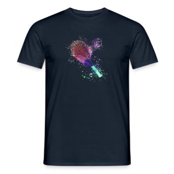 tennis,racket,ball,graffiti,blue,painting,colorful - Men's T-Shirt - navy - Front - AI Model Male 178 light (178cm)