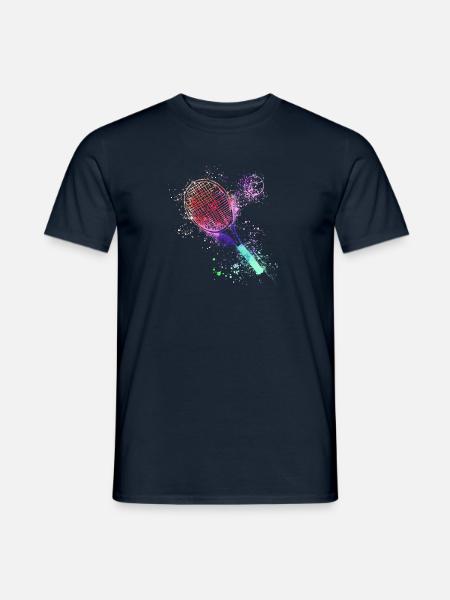 tennis,schläger,ball,graffiti,blau,malerei,bunt - Männer T-Shirt - Navy
