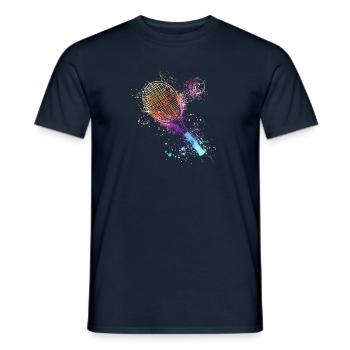 tennis,racket,ball,graffiti,blue,painting,colorful - Men's T-Shirt - navy - Front - AI Model Male 178 light (178cm)