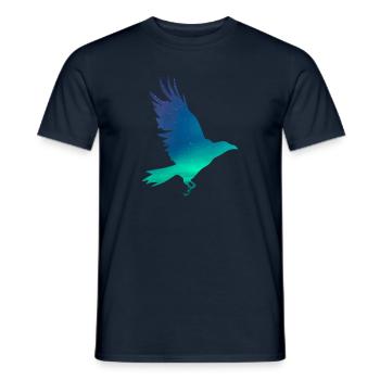 Crow in northern lights - Men's T-Shirt - navy - Front - AI Model Male 178 light (178cm)