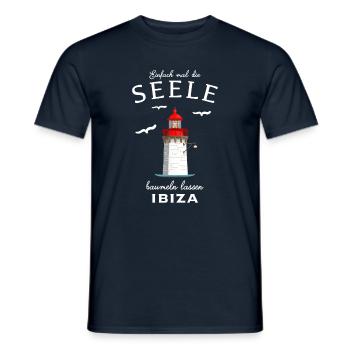 Ibiza , Leuchtturm im Hafen, Seele baumeln lassen - Männer T-Shirt - Navy - Vorne - AI Model Male 178 light (178cm)