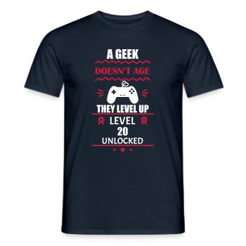Level 20 freigeschaltet - Cooles T-Shirt zum 20. - Männer T-Shirt - Navy - Vorne - AI Model Male 178 light (178cm)