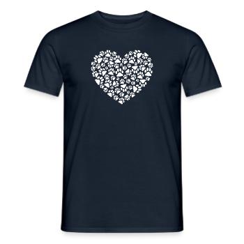 Pfoten-Herz - Männer T-Shirt - Navy - Vorne - AI Model Male 178 light (178cm)