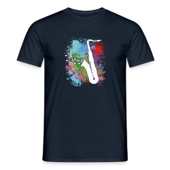 Saxophone sur les taches de peinture - T-shirt homme - marine - Devant - AI Model Male 178 light (178cm)