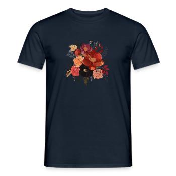 Bouquet of flowers, peonies, poppies, vintage, flower - Men's T-Shirt - navy - Front - AI Model Male 178 light (178cm)