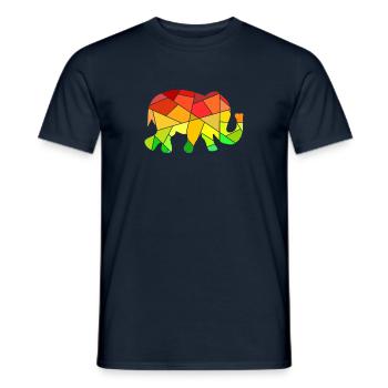 Elephant colorful geometric figures - Men's T-Shirt - navy - Front - AI Model Male 178 light (178cm)