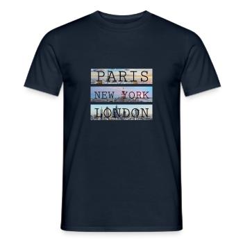Städte Paris New York London - Männer T-Shirt - Navy - Vorne - AI Model Male 178 light (178cm)