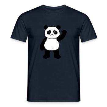 Aufrecht Stehender Panda Bär Winkt Freundlich - Männer T-Shirt - Navy - Vorne - AI Model Male 178 light (178cm)