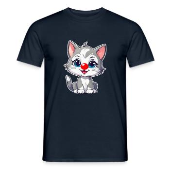 petit chat au nez rouge, chemise amusante - T-shirt homme - marine - Devant - AI Model Male 178 light (178cm)