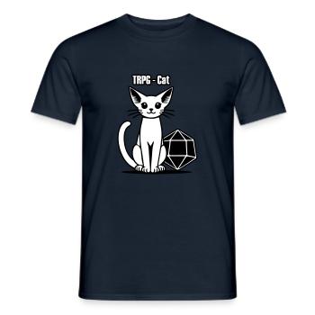 JdR Elven Katze & Würfel - TRPG Cat - T-shirt homme - marine - Devant - AI Model Male 178 light (178cm)
