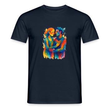 0013 abstract love - Men's T-Shirt - navy - Front - AI Model Male 178 light (178cm)