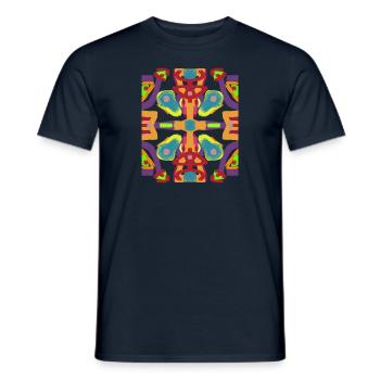 Geometric folk pattern - Men's T-Shirt - navy - Front - AI Model Male 178 light (178cm)