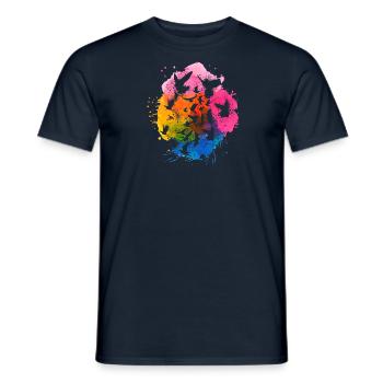 pigeons, sourds, oiseaux, troupeaux d’oiseaux, colorés, graffitis, - T-shirt homme - marine - Devant - AI Model Male 178 light (178cm)