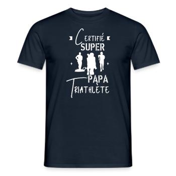 Super Papa triathlète - T-shirt homme - marine - Devant - AI Model Male 178 light (178cm)