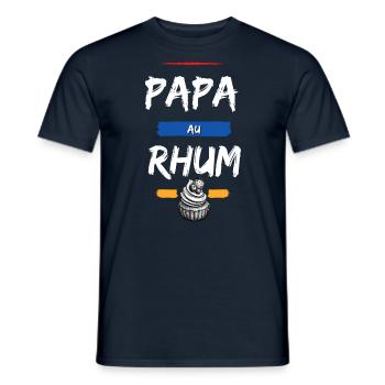 Papa au Rhum Gateau. Humour Cadeau Anniversaire - T-shirt homme - marine - Devant - AI Model Male 178 light (178cm)