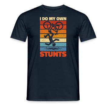 I Do My Own Stunts - Funny Clumsy Gift - Men's T-Shirt - navy - Front - AI Model Male 178 light (178cm)