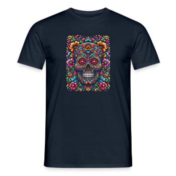 Dia de Los Muertos Sugar Skull Halloween - Men's T-Shirt - navy - Front - AI Model Male 178 light (178cm)