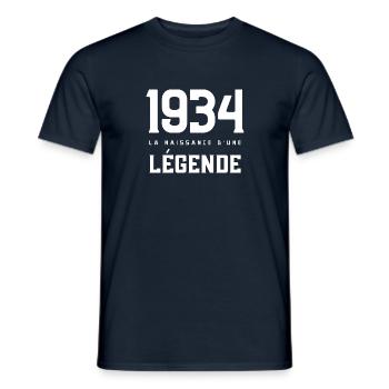 T shirt 1934 The Birth of a Legend - Men's T-Shirt - navy - Front - AI Model Male 178 light (178cm)