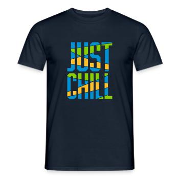 Just Chill Text Logo - Männer T-Shirt - Navy - Vorne - AI Model Male 178 light (178cm)