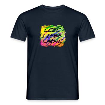 LEBE LIEBE LACHE - Männer T-Shirt - Navy - Vorne - AI Model Male 178 light (178cm)