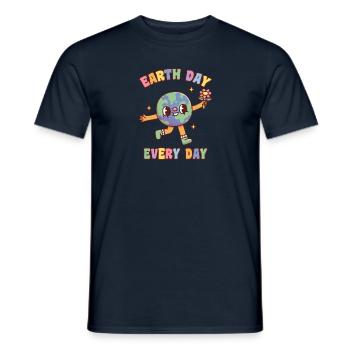 Cute Happy Earth With Flower Earth Day Every Day - Men's T-Shirt - navy - Front - AI Model Male 178 light (178cm)
