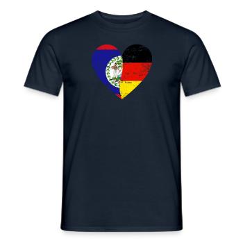 Belize Deutschland Flaggenherz - Männer T-Shirt - Navy - Vorne - AI Model Male 178 light (178cm)