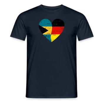 Bahamas Deutschland Flaggenherz - Männer T-Shirt - Navy - Vorne - AI Model Male 178 light (178cm)