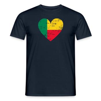 Benin Flag Heart - Men's T-Shirt - navy - Front - AI Model Male 178 light (178cm)