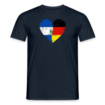 El Salvador Allemagne Drapeau Coeur - T-shirt homme - marine - Devant - AI Model Male 178 light (178cm)