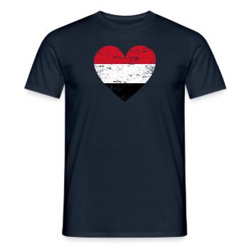 Jemen Flaggenherz - Männer T-Shirt - Navy - Vorne - AI Model Male 178 light (178cm)