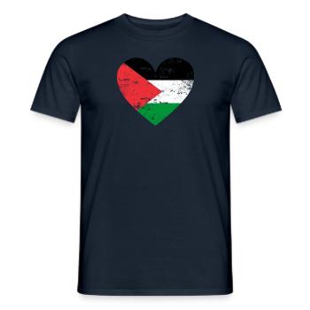 Palestine Flag Heart - Men's T-Shirt - navy - Front - AI Model Male 178 light (178cm)