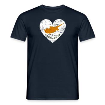 Cyprus Flag Heart - Men's T-Shirt - navy - Front - AI Model Male 178 light (178cm)