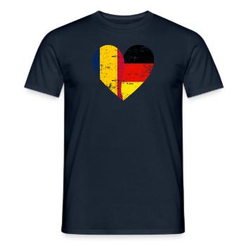 Chad Germany Flag Heart - Men's T-Shirt - navy - Front - AI Model Male 178 light (178cm)