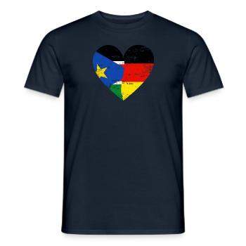 South Sudan Germany Flag Heart - Men's T-Shirt - navy - Front - AI Model Male 178 light (178cm)