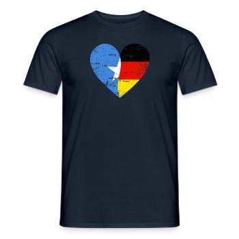 Somalia Germany Flag Heart - Men's T-Shirt - navy - Front - AI Model Male 178 light (178cm)
