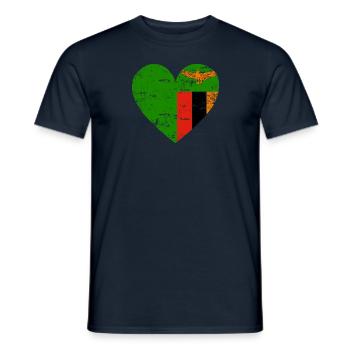 Sambia Flaggenherz - Männer T-Shirt - Navy - Vorne - AI Model Male 178 light (178cm)