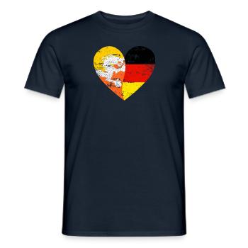 Bhutan Germany Flag Heart - Men's T-Shirt - navy - Front - AI Model Male 178 light (178cm)