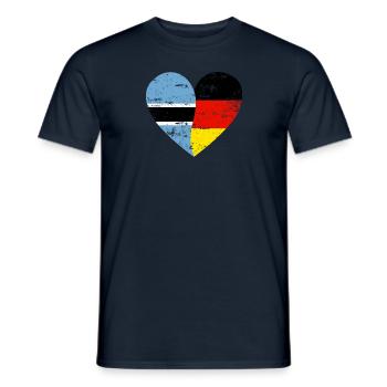 Botswana Deutschland Flaggenherz - Männer T-Shirt - Navy - Vorne - AI Model Male 178 light (178cm)