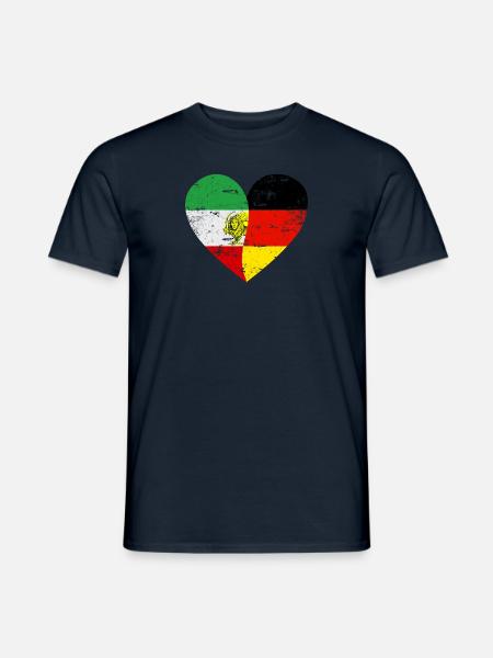 Iranian German Flaggenherz - Männer T-Shirt - Navy