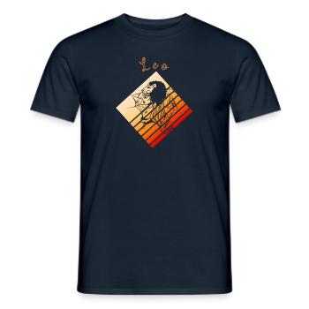 Logo rétro signe astrologique "Lion" - T-shirt homme - marine - Devant - AI Model Male 178 light (178cm)