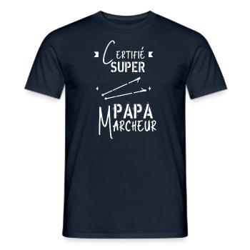 Super papa marcheur - T-shirt homme - marine - Devant - AI Model Male 178 light (178cm)